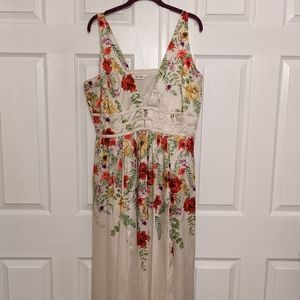 Floral Dress with Plunging Neckline